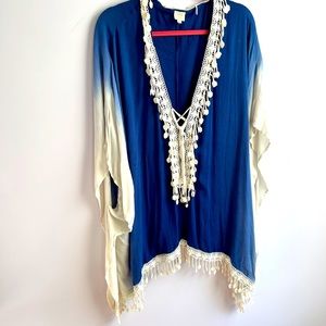 Surf Gypsy size medium blue and white swim cover up EUC